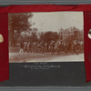 Scrapbook page consisting of snapshots of George Brashear; friends identified as Betty, Teddy, Manuel, Leon and "Rich," an unidentified group eating watermelon; an unidentified young girl; and a clipping of a poem titled "Keep the Home Fires Burning," circa 1918