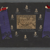 Scrapbook page consisting of a studio portrait of Nanny Eastland; snapshots of young women friends Cecil King, "Ray & Jacobs," Ethel Perkins and unidentified; a male friend Woody with an unidentified woman; and a view of a summer picnic, circa 1918
