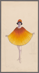 [Orange and yellow poncho-type costume] with under-dress sketch