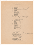 Cast and costume notes for The International Cup, the Ballet of Niagara, and the Earthquake