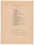 Cast and costume notes for The International Cup, the Ballet of Niagara, and the Earthquake
