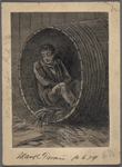 Pen and ink drawings for engravings for Tom Sawyer, True W. Williams.