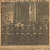 Captain William J. Pedrick, president of the Fifth Avenue Association, speaking at the ceremonies on the steps of the public library yesterday when blinking traffic lights gave the signal from the Mayor to 200 Fifth avenue merchants to uncover the World's Fair displays in their windows