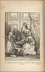 Illustration of a French parlor in which a small black child is riding on the back of the Duke of Orleans while three women look on.