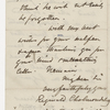 Cholmondeley, Reginald, ALS to [unknown correspondent]. Mar. 4, 1866.