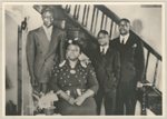 Group portrait of singer Nat King Cole with his mother, Perlina, his younger brother, Ike, and his father, Edward, circa 1940
