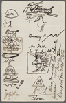 Notes in sketch form for a lecture. Inscribed to Charles [Warren Stoddart] at end of British lecture tour, "Jan. 9, 1874. 10.30pm."