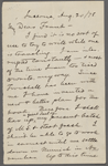 [Bliss], Frank, ALS to. Aug. 20, 1878.