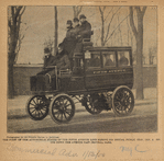 The first of the automobile stages on the Fifth Avenue line making its initial public trip, Jan. 2. Going down the avenue past Central Park. 