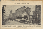 "Petroleum is King." Origin of parading on Fifth Avenue. This slogan was adopted in competition with "Cotton is King" at the time of the oil discoveries in Pennsylvania. A rare photograph about 1860. The location is about Seventeenth Street and Fifth Avenue
