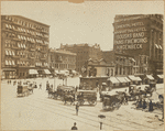 Erie Ticket office, Dr. Hall dentist (on future site of Flatiron Building); American Art Galleries; horse drawn vehicles