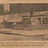 The northwest corner of Fifth Avenue and Forty-second Street in 1875 when it was the site of a wayside florist's shanty