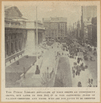 The public Library esplanade at noon shows an indifferent crowd, but later in the day it is the gathering place of fashion-observers and those who are not loath to be observed