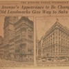 East side of 5th Ave.., 49th & 50th Street, as it looked before wreckers began work.. New Saks & Co. building as it will look. Democratic Club will stand enveloped by store