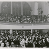 View of congregation at Abyssinian Baptist Church, in Harlem, New York City, attending service for visiting Ethiopian Emperor Haile Selassie I, 1954