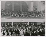 View of congregation at Abyssinian Baptist Church, in Harlem, New York City, attending service for visiting Ethiopian Emperor Haile Selassie I, 1954