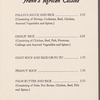 Frank's African Menu