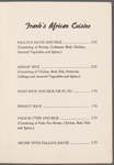 Frank's African Menu