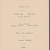 Dinner Given by President and Mrs. King to Mr. and Mrs. Taylor - Menu