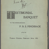 Testimonial Banquet to the Honorable P.B.S. Pinchback