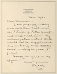 Duneka, [Frederick], ALS to. Dec. 30, 1908.
