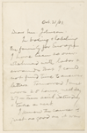 Johnson, [Joseph], [Jr.] ALS to. Oct. 21, 1903
