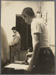 Mike Goldberg (right), Wolf Kahn, and Miles Forst at Tiber Press