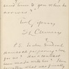 Hall, [Frederick J.], ALS to. Aug. 17, 1886.