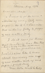 Hall, [Frederick J.], ALS to. Aug. 19, 1886.