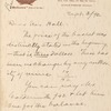 Hall, [Frederick J.], ALS to. Sep. 3, 1890.