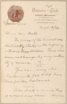 Hall, [Frederick J.], ALS to. Sep. 3, 1890.