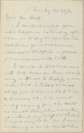 Hall, [Frederick J.], ALS to. Nov. 30, 1890.