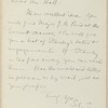 Hall, [Frederick J.], ALS to. Feb. 3, 1891.