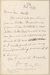 Hall, [Frederick J.], ALS to. Feb. 13, 1891.