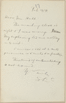 Hall, [Frederick J.], ALS to. Feb. 14, 1891.