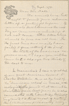 Hall, [Frederick J.], ALS to. Sep. 15, 1891.