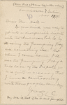 Hall, [Frederick J.], ALS to. Nov. 19, 1891.