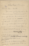 Hall, [Frederick J.], ALS to. Feb. 2, 1892.