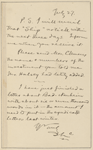 Hall, [Frederick J.], postscript to ALS. Jul. 24 & Jul. 27, 1892. 
