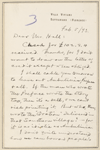 Hall, [Frederick J.], ALS to. Feb. 5, 1893. 