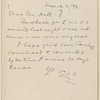 Hall, [Frederick J.], ALS to. Mar. 2, 1893. 