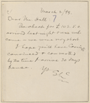 Hall, [Frederick J.], ALS to. Mar. 2, 1893. 