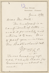 Hall, [Frederick J.], ALS to. Jun. 3, 1893. 