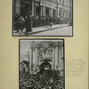 Russians entering a nationalized restaurant in Soviet Russia.; A Russian religious procession assembled before the gate to the Kremlin.