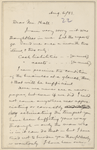 Hall, [Frederick J.], ALS to. Aug. 6, 1893. 