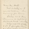 Hall, [Frederick J.], ALS to. [Dec. 13, 1890].