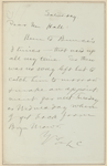 Hall, [Frederick J.], ALS to. [n.d.].