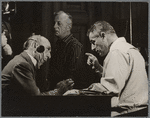 Stanley Kramer, right. Judgement at Nuremberg movie set.