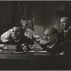 Maximillian Schell (left), Stanley Kramer (with cigarette), and Burt Lancaster (right). Judgement at Nuremberg movie set.