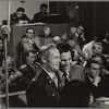 Richard Widmark (left) and Maximillian Schell (right). Judgement at Nuremberg movie set.